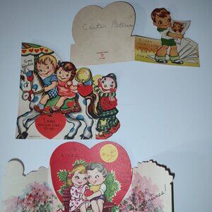 Lot Of 3 Vintage Die Cut Used Valentine Day Cards